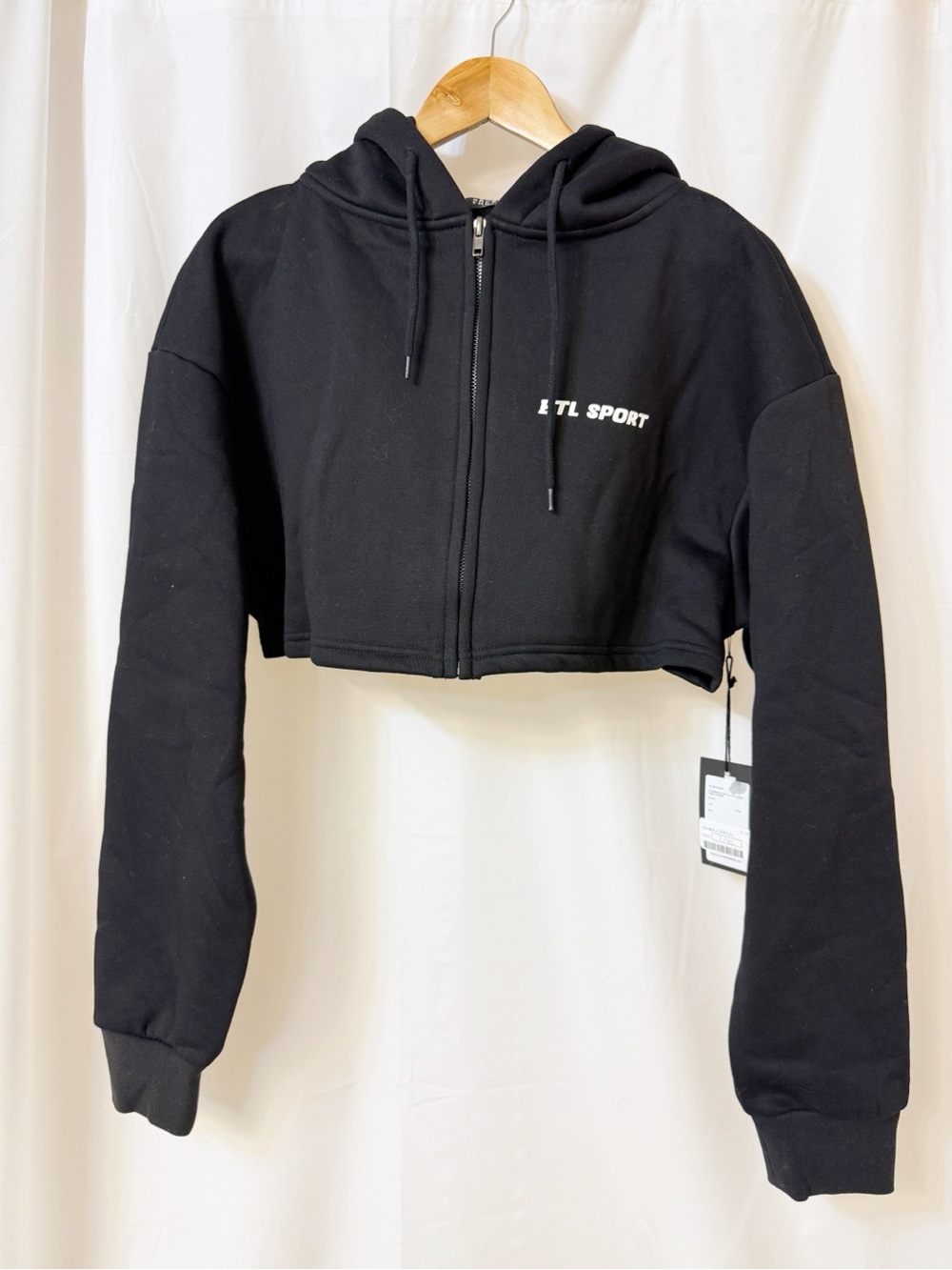 Brunette The Label Kindness Club Full Zip Super Crop Hoodie Black L/XL NWT